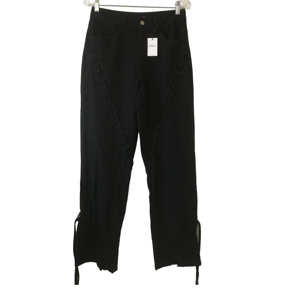 NWT Forever 21 Size 9/27 Laced and Tied Black High Waist Jeans